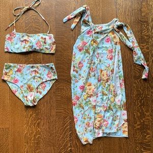 Madison swim floral girls bathing suit with coverup size 14